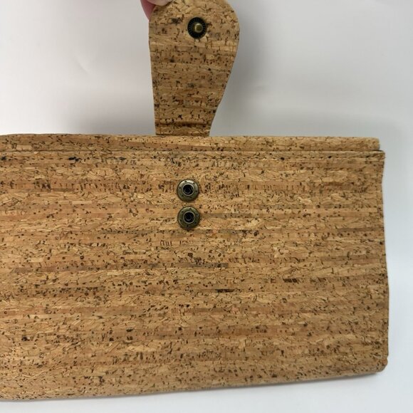 J. Crew Cork Envelope Clutch Purse Handbag Polka Dot Lining Preppy Beach Classic - Picture 3 of 11